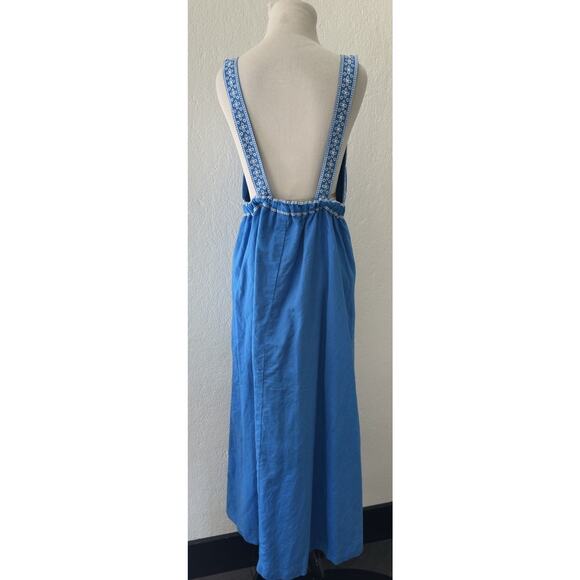 J.Crew Goddess Maxi Dress Eyelet Trim Linen Blend Lined Summer Beach Sz Med - Picture 8 of 16